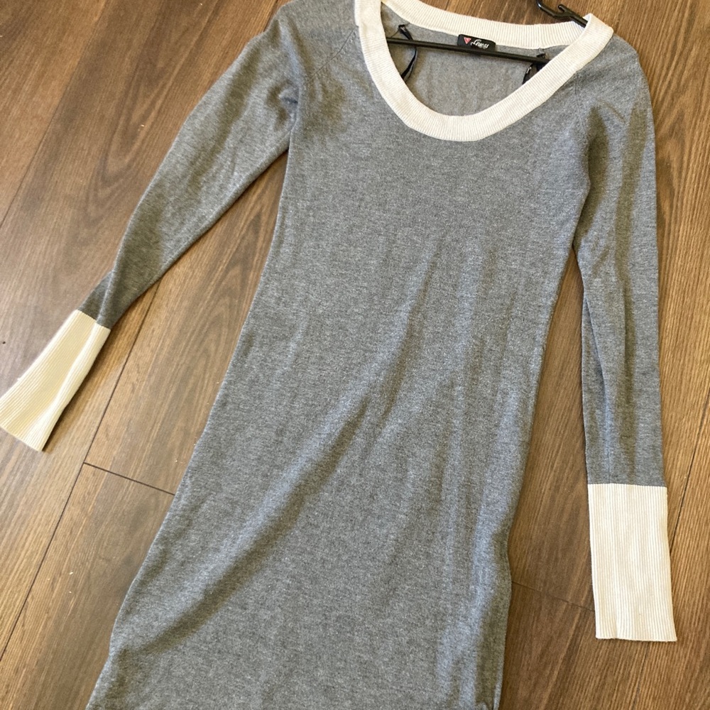Guess Long Sleeve Grey Body Con Dress
